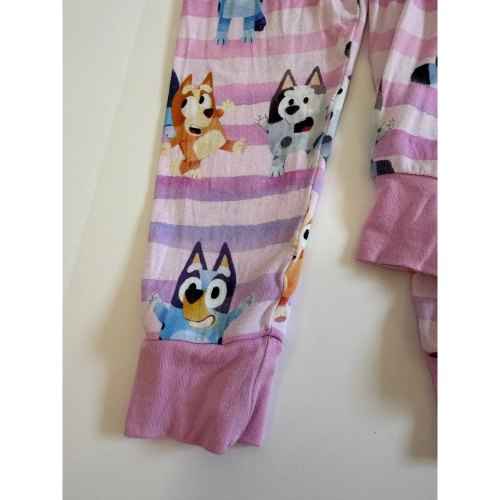 Little Sleepies Bluey Bamboo Pajama Set Purple Pink Striped 2T